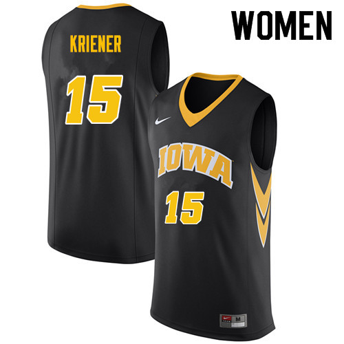 Women #15 Ryan Kriener Iowa Hawkeyes College Basketball Jerseys Sale-Black - Click Image to Close